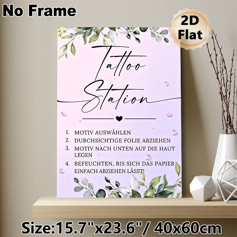 Tattoo Station Painting Poster, Delicate Watercolor Floral & Soft Pastel Gradient Poster, Clear Temporary Tattoo Application Guide, Suitable For_maomaolike.com