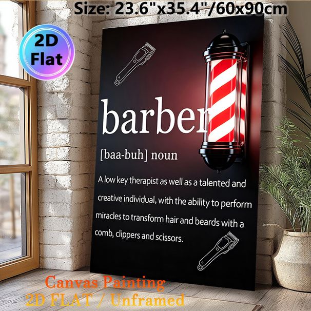 Barber Definition Painting Poster, Sleek Dark-themed Graphic Poster, Witty Descriptive Design Suitable For Barbershops And Grooming Studios_maomaolike.com