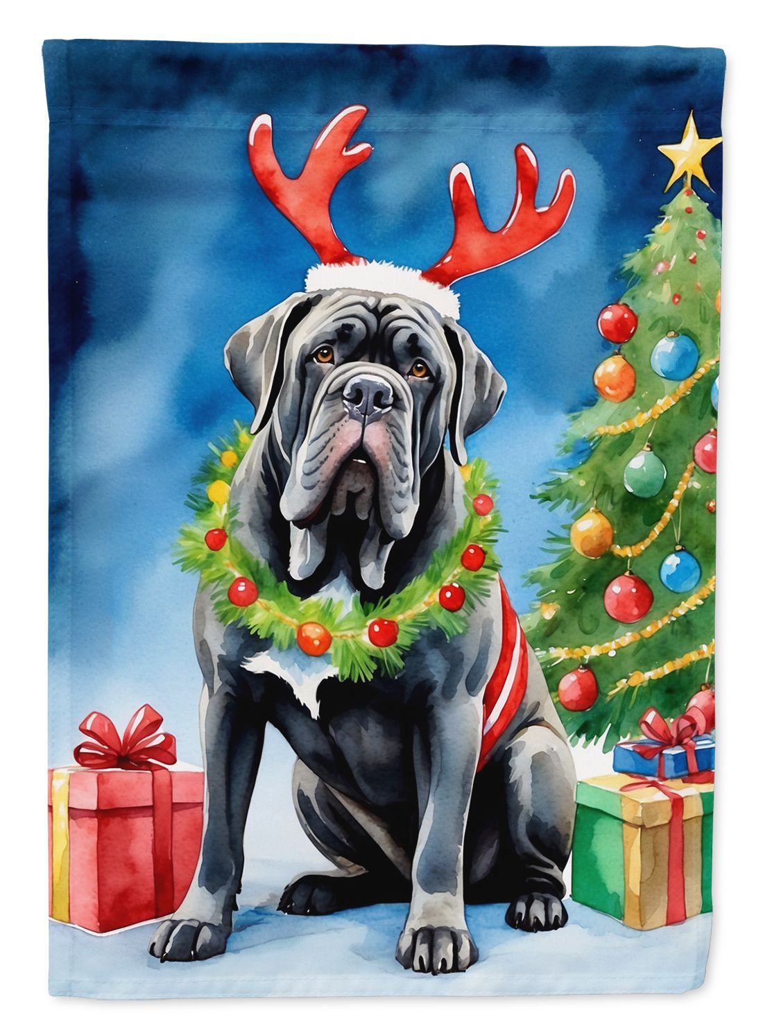 Neapolitan Mastiff Christmas Reindeer House Flag Large Porch Sleeve Pole Decorative Outside Yard Banner Artwork Wall Hanging, Polyester, House Size, Multicolor_maomaolike.com
