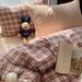 Wholesale INS Japanese Mixed Color Pure All-Cotton Simple Nordic Style Washed Cotton Plaid Four-Piece Set_maomaolike.com