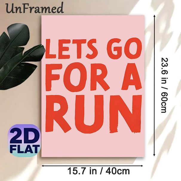 Running Motivational Painting Poster, Bold Red Typographic Poster, Inspiring Running Quote Decor Ideal For Gym, Home Workout Area And Hallway_maomaolike.com