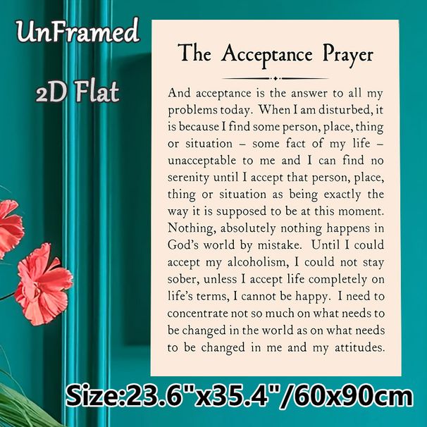The Acceptance Prayer Painting Poster, Elegant Typographic Text Poster, Inspirational Reflective Design For Home, Office And Quiet Resting Spaces_maomaolike.com