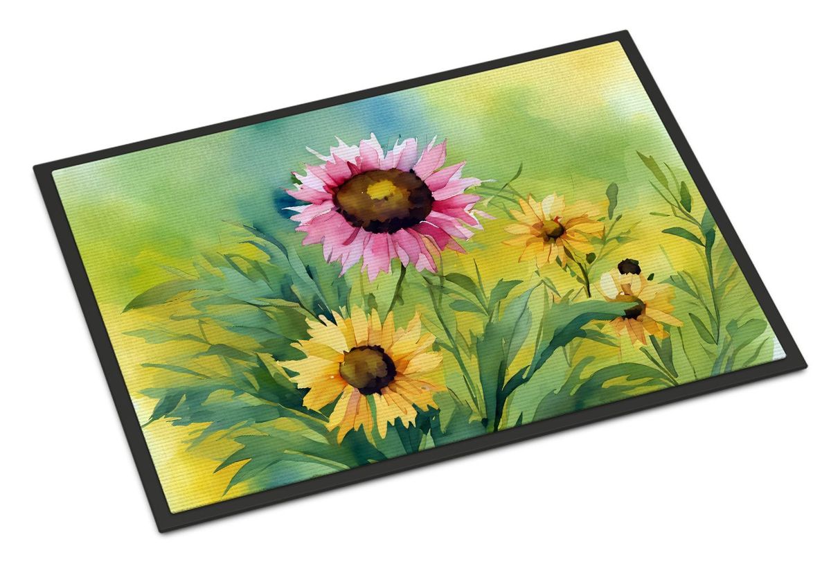 Kentucky Goldenrod In Watercolor Doormat Front Door Mat Indoor Outdoor Rugs For Entryway, Non Slip Washable Low Pile, 24H X 36W_maomaolike.com