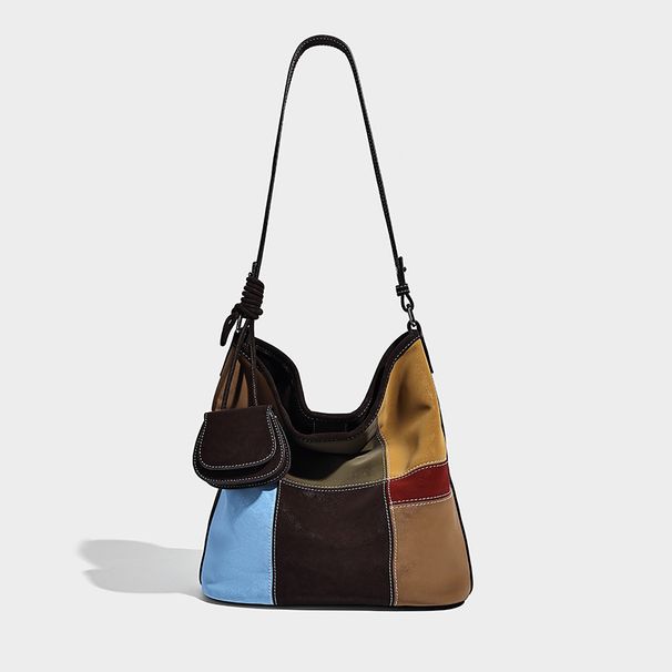 Niche Design Retro Patchwork Bucket For Women 2026 New Large Capacity Cross-Border Lazy Style Handbag And Shoulder Bag_maomaolike.com