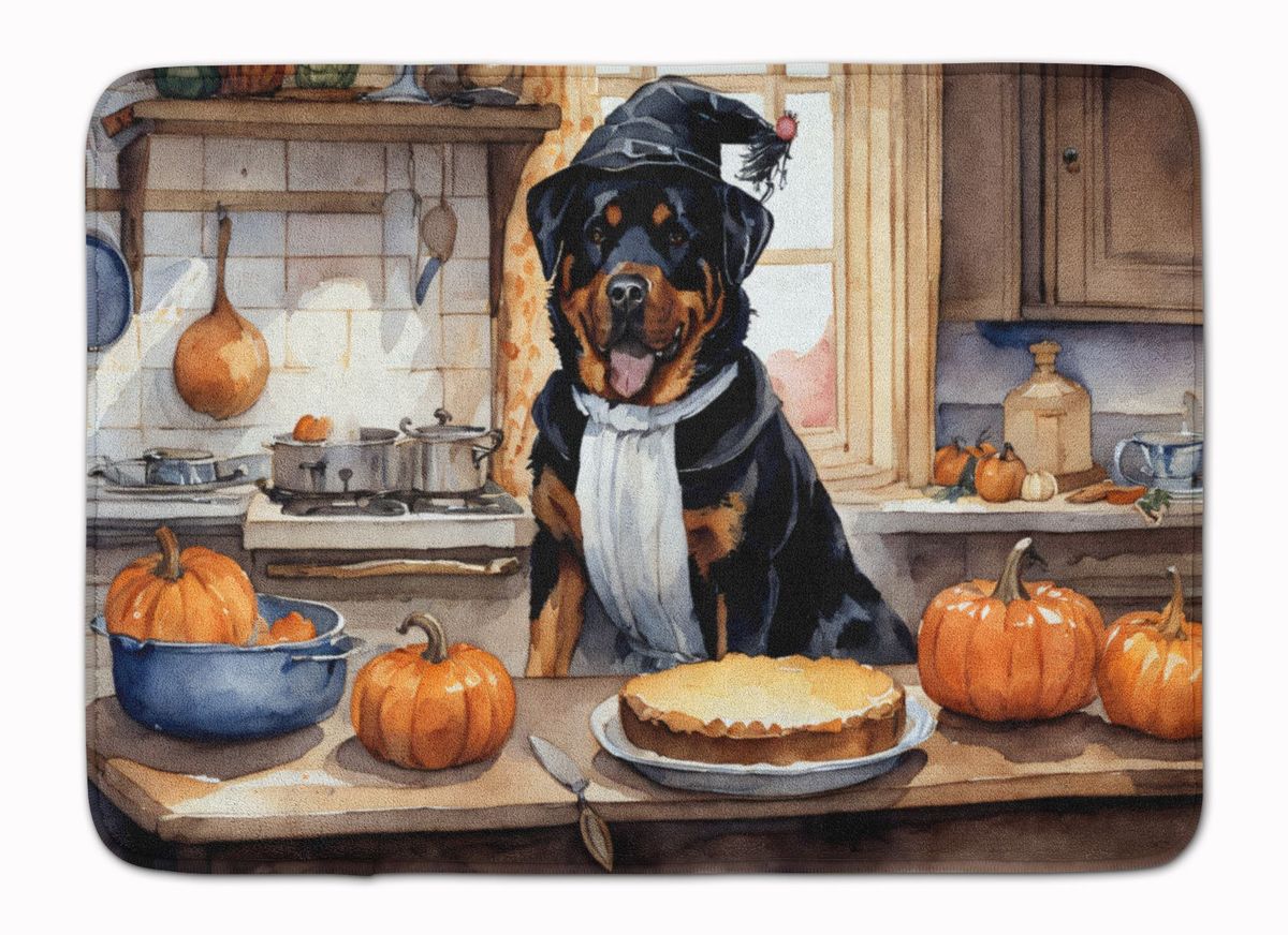 Rottweiler Fall Kitchen Pumpkins Memory Foam Kitchen Mat Machine Washable Anti-Fatigue Mat Cushion Comfort Bath Mat Or Kitchen Rug_maomaolike.com