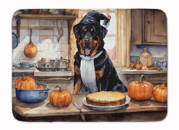 Rottweiler Fall Kitchen Pumpkins Memory Foam Kitchen Mat Machine Washable Anti-Fatigue Mat Cushion Comfort Bath Mat Or Kitchen Rug_maomaolike.com