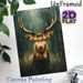 Deer Themed Painting Poster, Vintage Textured Realistic Stag Portrait Poster, Brings Rustic Natural Ambiance, Ideal For Living Room, Study And Hallway_maomaolike.com