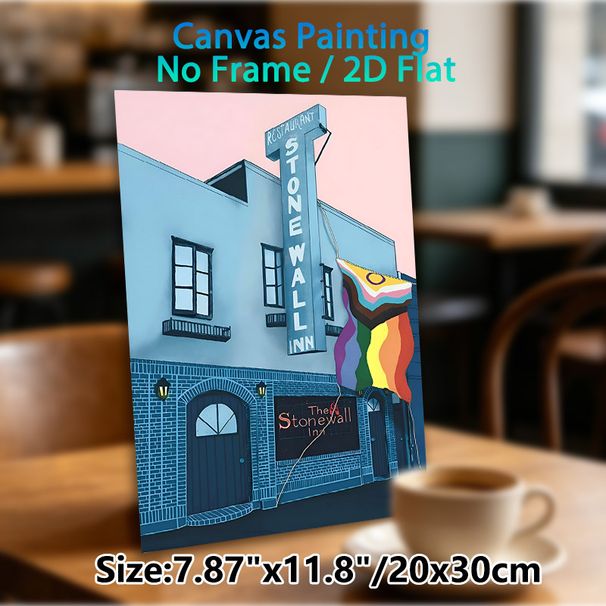 Stonewall Inn Building Painting Poster, Colorful Retro Architectural Scene Poster, Nostalgic Urban-themed Artwork, Suitable For Home, Café And Lounge_maomaolike.com