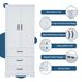 Tall Bathroom Storage Cabinet,Cabinet With Two Doors And Drawers,Adjustable Shelf,MDF Board,White_maomaolike.com