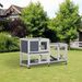 Wooden Rabbit Hutch Bunny Hutch Elevated Pet House Cage Small Animal Habitat With No Leak Tray Lockable Door Openable Top For Rabbits, Chickens, Ducks, Indoor 57.75" X 18" X 32.5" Gray_maomaolike.com