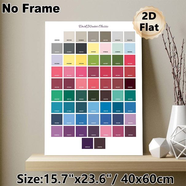 Dark Winter Classic Color Palette Painting Poster, Vibrant Categorized Color Swatch With Hex Codes Poster, Practical Color Reference For Studio, Home_maomaolike.com