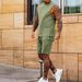 Men's casual thin five-point pants sleeveless top solid color vest shorts two-piece set_maomaolike.com