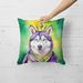Siberian Husky King Of Mardi Gras Throw Pillow Machine Washable, Indoor Outdoor Decorative Pillow For Couch, Bed Or Patio, 18Hx18W_maomaolike.com