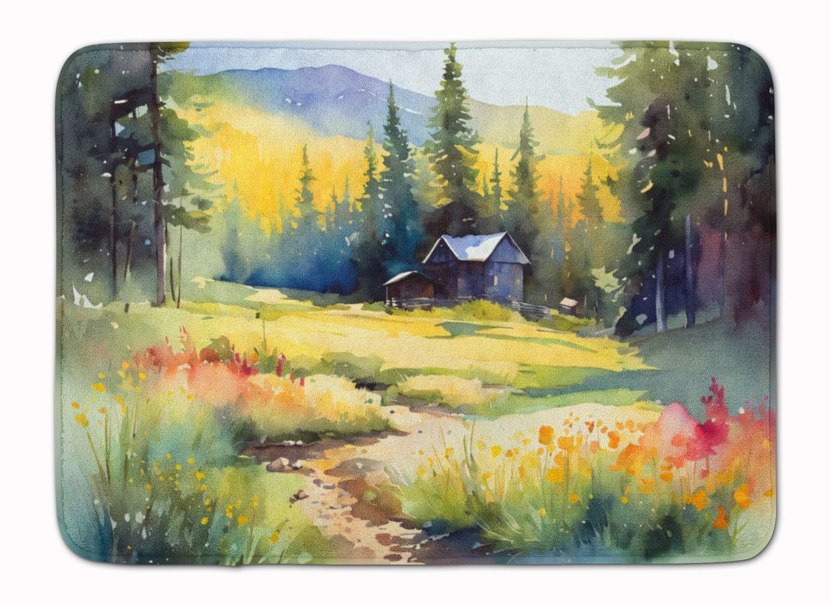 Montana Bitterroot In Watercolor Memory Foam Kitchen Mat Machine Washable Anti-Fatigue Mat Cushion Comfort Bath Mat Or Kitchen Rug_maomaolike.com