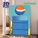 Urban Hot Air Balloon Painting Poster, Minimalist Flat Graphic Style Poster, Vibrant Colored Cityscape With Striped Balloon, Modern Artistic Decor For_maomaolike.com