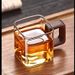 2PC High Borosilicate Transparent High-temperature Resistant Glass Walnut Handle Single-layer Glass Cup, Juice Single-layer Glass Cup_maomaolike.com