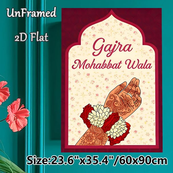 Gajra Mohabbat Wala Indian Mehndi Themed Painting Poster, Vibrant Traditional Intricate Henna Art & Floral Gajra Design Poster, Cultural Festive Decor_maomaolike.com