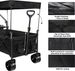Collapsible Wagon Heavy Duty Folding Wagon Cart With Removable Canopy, 4" Wide Large All Terrain Wheels, Brake, Adjustable Handles,Cooler Bag Utility Carts For Outdoor Garden Beach_maomaolike.com