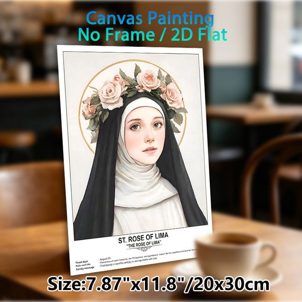St. Rose Of Lima Themed Painting Poster, Soft Watercolor Saint Portrait Poster, Inspirational Spiritual Message, Ideal For Church And Home Wall Decor_maomaolike.com