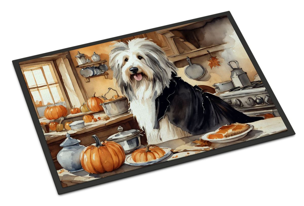 Bearded Collie Fall Kitchen Pumpkins Doormat Front Door Mat Indoor Outdoor Rugs For Entryway, Non Slip Washable Low Pile, 24H X 36W_maomaolike.com