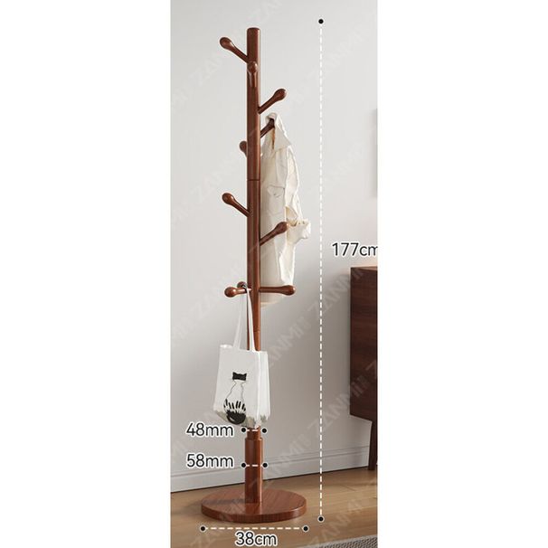 Solid Floor-Standing Coat Rack, Bedroom Household Clothes Hanger, Simple Vertical Beech Wood College Dormitory Bag Rack_maomaolike.com