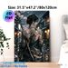 Japanese Female Samurai Painting Poster, Mysterious Dark-toned Anime Style Poster, Artistic Design Featuring Tattooed Warrior, Dual Katanas & Rainy_maomaolike.com