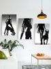 Triptych Black & White Photographic Decorative Art: Woman & Doberman, Dramatic Light & Pose, Wildness & Strength_maomaolike.com