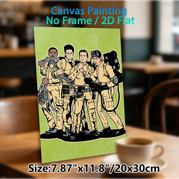 Ghostbusters Themed Painting Poster, Bold Comic-Style Team Illustration Poster, Nostalgic Pop Culture Decor Ideal For Living Room, Game Room_maomaolike.com