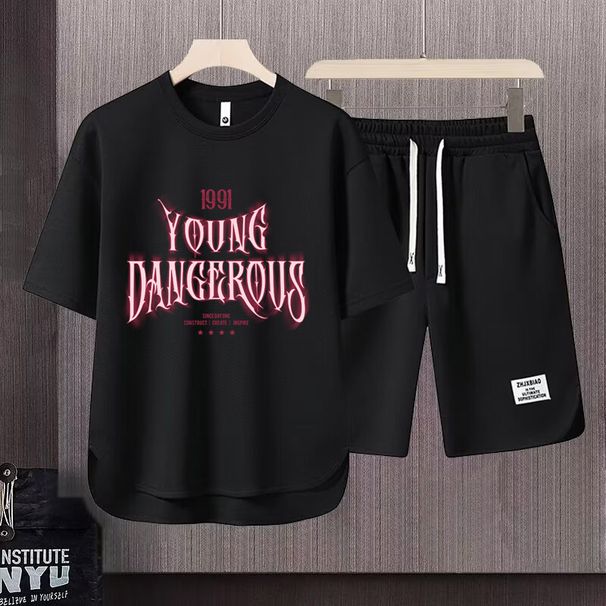 Men's Clothing 2024 Waffle Casual Summer Suit Men's Loose Teen Short sleeved T shirt Shorts Handsome Two piece Suit_maomaolike.com