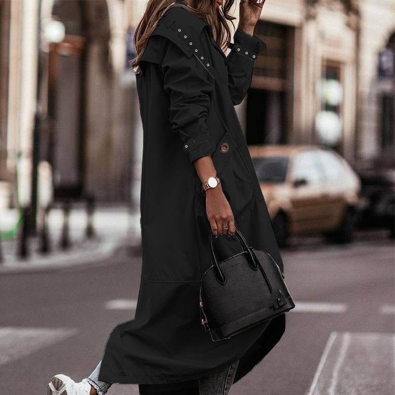 Women's Clothing new style temperament niche personality leisure large lapel medium and long windbreaker jacket _maomaolike.com