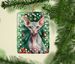 Sphynx Cat By The Christmas Tree Porcelain Ornament Christmas Tree Hanging Decorations For Home Christmas Holiday, Rectangle, Gift, Multicolor_maomaolike.com