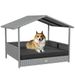 PawHut Wicker Dog House Outdoor With Canopy, Rattan Dog Bed With Water-resistant Cushion, For Small And Medium Dogs, Gray_maomaolike.com