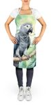 African Grey Parrot Apron Cooking Kitchen Server Baking Crafts Gardening For Adult Women Men, Unisex, Large, Multicolor_maomaolike.com