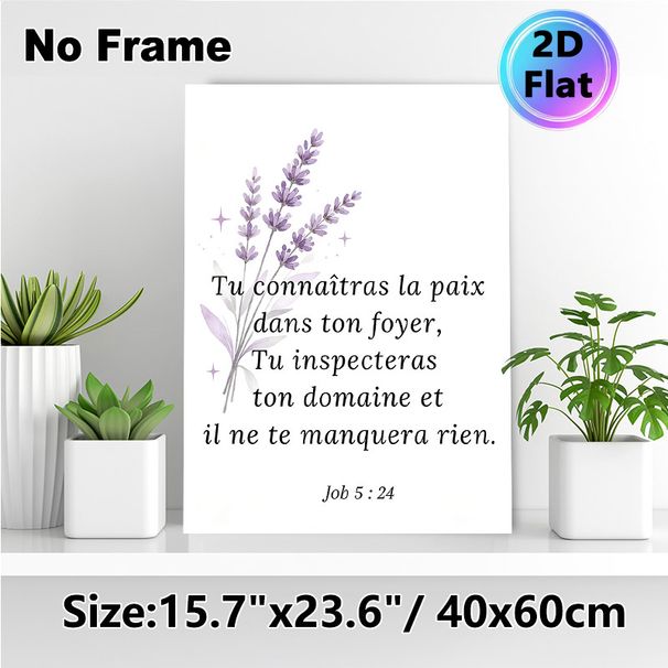 Lavender & French Bible Verse Painting Poster, Soft Watercolor Floral Poster, Serene Inspirational Scripture Art Ideal For Living Room, Bedroom Wall_maomaolike.com