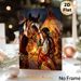 Native American & Horse Themed Painting Poster, Warm-toned Realistic Tribal Scene Poster, Rich Cultural Artwork With Campfire & Tipis, Suitable For_maomaolike.com