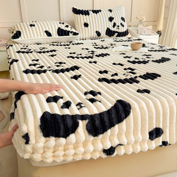 2025 New Rabbit Bed Sheet Single Piece Winter Milk Velvet Fleece Warm Protective Full Dustproof Mattress Cover_maomaolike.com