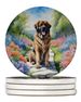 Leonberger Spring Path Large Sandstone Coasters Pack Of 4 Absorbent Round Coasters Decor Gifts For Men Or Women, 4 In, Multicolor_maomaolike.com