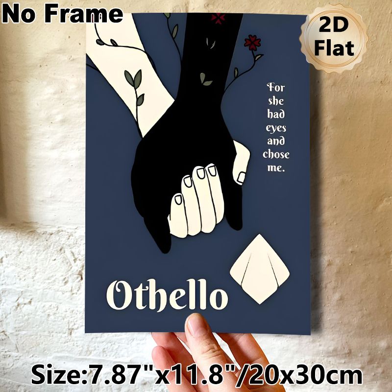 Othello Themed Painting Poster, Stylized Contrasting Hands, Floral Vine & Envelope Illustration Poster, Thought-provoking Literary Quote Design For_maomaolike.com