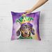 Dachshund King Of Mardi Gras Throw Pillow Machine Washable, Indoor Outdoor Decorative Pillow For Couch, Bed Or Patio, 18Hx18W_maomaolike.com