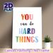 Motivational "You Can Do Hard Things" Painting Poster, Vibrant Watercolor Typographic Poster, Inspiring Encouraging Decor For Home Office, Living Room_maomaolike.com