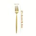 8/12/16pcs Stainless Steel Gold Tableware Dinner Fruit Steak Salad Fork Suitable For Restaurant Or Banquet_maomaolike.com