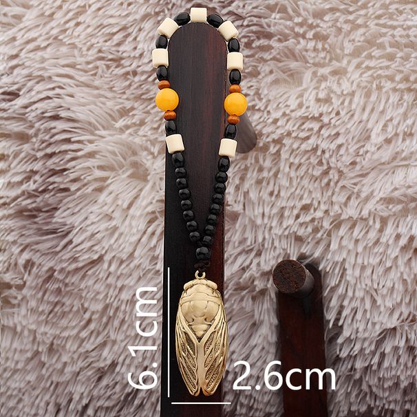 Brass Cicada Handle Piece Large Size Blockbuster Retro Style Ornament Car Copper Pendant Metal Craft_maomaolike.com