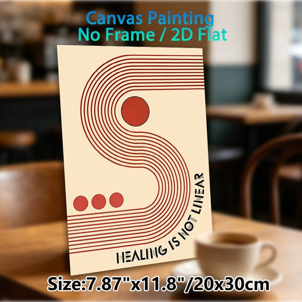 Healing Themed Painting Poster, Minimalist Red Geometric Curved Line & Circle Poster, Inspirational "Healing Is Not Linear" Art, Suitable For Bedroom_maomaolike.com