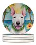 English Bull Terrier Luau Large Sandstone Coasters Pack Of 4 Absorbent Round Coasters Decor Gifts For Men Or Women, 4 In, Multicolor_maomaolike.com