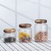 Hammered Glass Storage Jar With Acacia Wood Lid - Airtight Container For Coffee Tea Spices & Dry Goods (Decorative_maomaolike.com