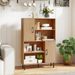 47 Inch Storage Cabinet Freestanding Bookcase With 2 Doors And 4 Open Shelves With Adjustable Foot Pads For Books, Photos, Decorations And Storage Boxes_maomaolike.com