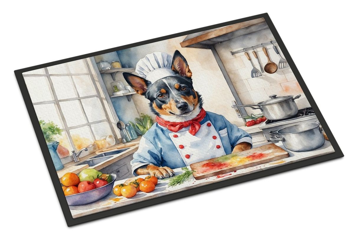 Australian Cattle Dog The Chef Doormat Front Door Mat Indoor Outdoor Rugs For Entryway, Non Slip Washable Low Pile, 24H X 36W_maomaolike.com