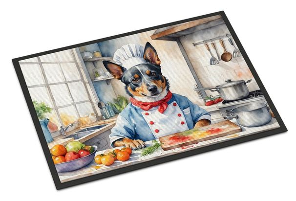 Australian Cattle Dog The Chef Doormat Front Door Mat Indoor Outdoor Rugs For Entryway, Non Slip Washable Low Pile, 24H X 36W_maomaolike.com