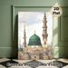 Islamic Mosque Painting Poster, Vintage-toned Detailed Mosque With Green Domes & Intricate Minarets Poster, Cultural Religious Artwork Ideal For Home_maomaolike.com