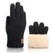 Wool knit touch screen gloves men's winter fleece thickened outdoor cold warm gloves_maomaolike.com